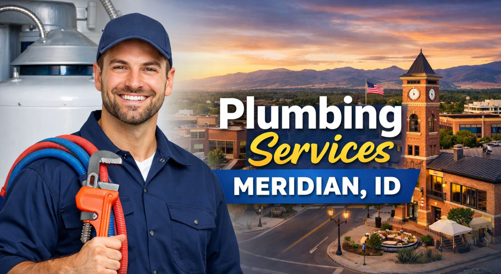 Professional plumber providing plumbing services in Meridian Idaho including emergency plumbing drain cleaning and water heater repair